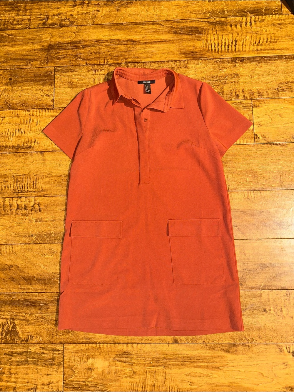 Forever 21 Coral Orange Polo Mini Dress